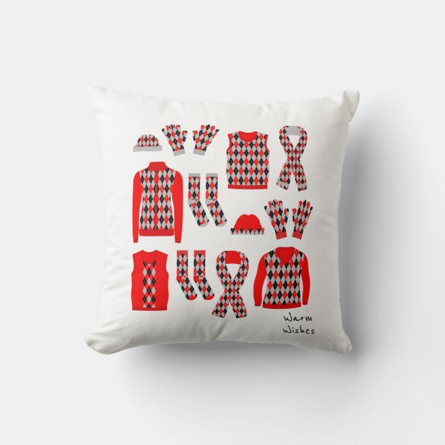 Warme Wünsche Raute Muster Elemente Pillow - Red Kissen (Vorderseite)