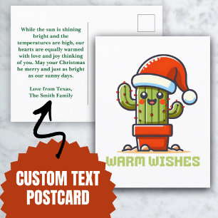 Warme Wünsche Süßer Santa Weihnachts-Cactus Feiertagspostkarte