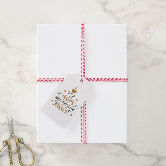 Warme Wünsche und Marshmallow-Küsse  Geschenkanhänger (Mit Garn)