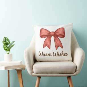 Warme Wünsche Vintag Bow Coquette Holiday Geschenk Kissen