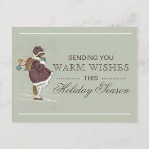 Warme Wünsche Vintage-Schulmädchen Weihnachten Postkarte