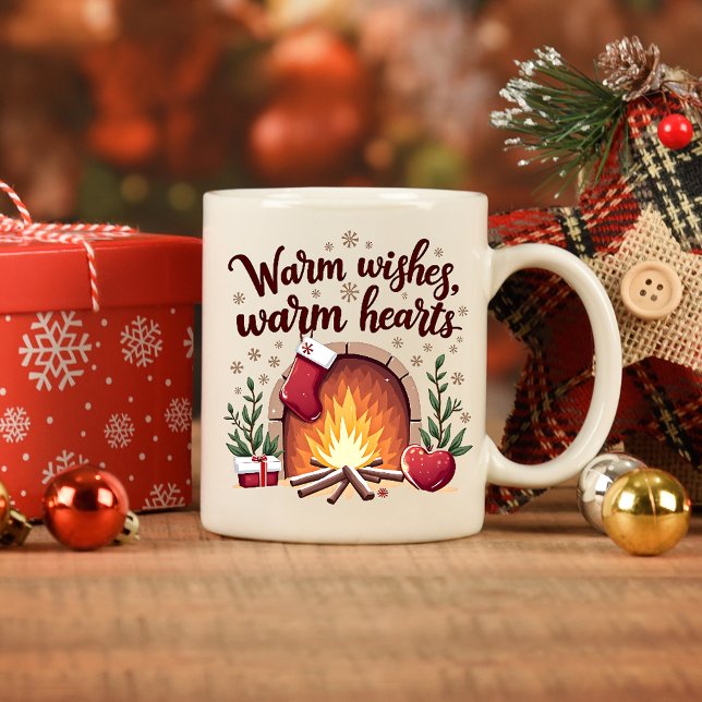 Warme Wünsche, warme Herzen Weihnachts-Tasse Zweifarbige Tasse (Von Creator hochgeladen)