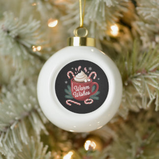 Warme Wünsche Weihnachten Heiße Schokolade Zuckerr Keramik Kugel-Ornament