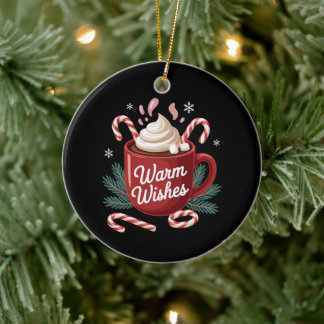 Warme Wünsche Weihnachten Heiße Schokolade Zuckerr Keramik Ornament