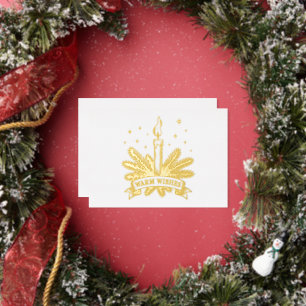Warme Wünsche Weihnachtskerze Gold Folien Feiertagskarte