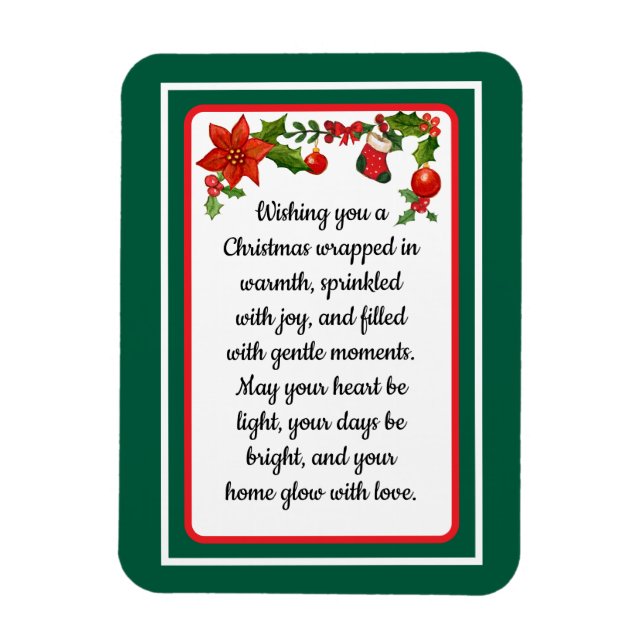 Warme Wünsche Weihnachtsstern Weihnachtskarte Magnet (Vertikal)