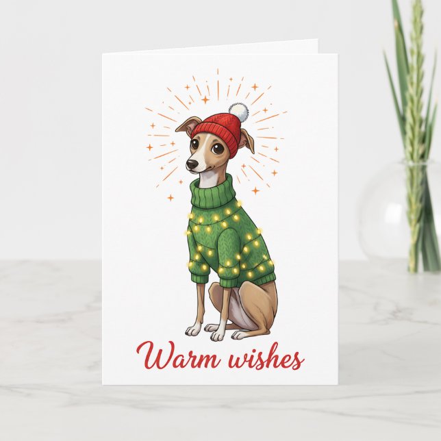 Warme Wünsche Windhund Weihnachten Süß  (Vorderseite)
