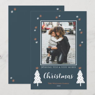 Warme wünscht grüne Weihnachtsfotokarte Feiertagskarte