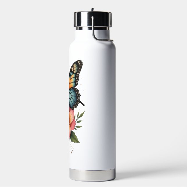 Wärmeflasche mit Schmetterling und Blumen Trinkflasche (Links)
