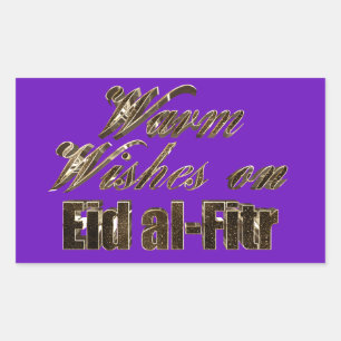 Wärmen Sie Wünsche auf Eid Al-Fitr lila Rechteckiger Aufkleber