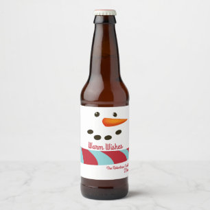 Wärmen Sie Wünsche, Schneemann-Feiertag Bierflaschenetikett
