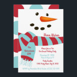 Wärmen Sie Wünsche, Snowman-Feiertags-Party Einladung<br><div class="desc">Wärmen Sie Wünsche,  Snowmanfeiertags-Party Einladungen. Dieser Spaß und freundliche Snowmangesicht hat Karottennase,  Kohlenaugen u. Mund mit einem aquamarinen und roten Schal. Fügen Sie eine kundenspezifische Touch Ihrem Feiertags-Party mit diesem Winter,  Snowmanentwurf hinzu.
Zusätzliche koordinierensnowman-Partyversorgungen sind in unseren warmen Wünschen,  Snowman-Feiertagssammlung bei MetroEvents auf Zazzle verfügbar.</div>