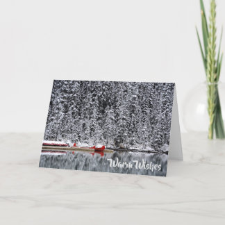 Wärmen Sie Wünsche u. frohe Feiertage See-Kanus im Feiertagskarte