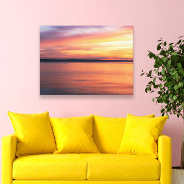 Warmer Abend Sonnenuntergang über Lake Horizon Fot Leinwanddruck