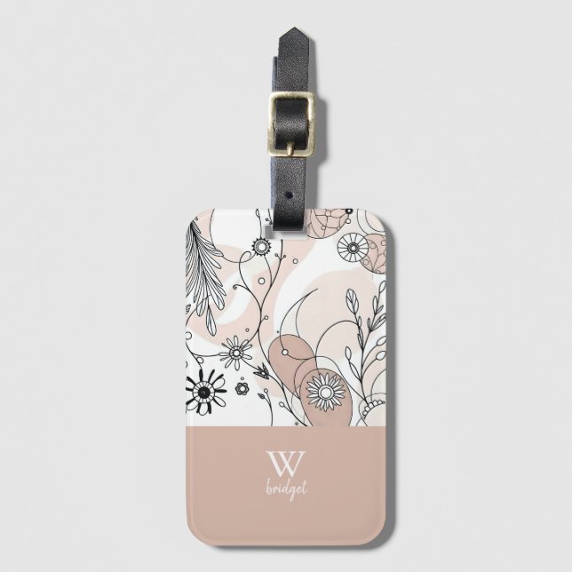 Warmer Abstrakter Boho Minimalistischer Stil Gepäckanhänger (Vorderseite Vertikal)