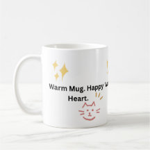 Warmer Becher. Glückliches Herz. Typografie Kaffee