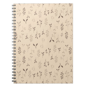 Warmer Beige-Braun Boho-Blattmuster Notizblock