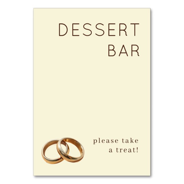 Warmer Beige Minimalistischer Dessert-Bar-Schild Tischnummer (Vorderseite)