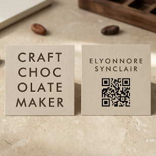 Warmer Beige-QR-Code für Kunstschokoladenherstelle Quadratische Visitenkarte