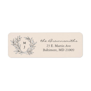 Warmer beige rustikaler Wreath-mit Monogramm