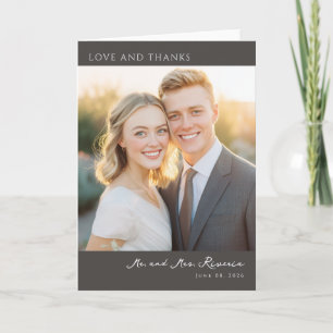 Warmer Beigeton minimalistisches Foto Dankeskarte