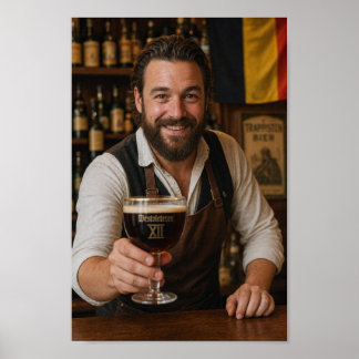 Warmer belgischer Barkeeper-Willkommens-Toast-Post Poster