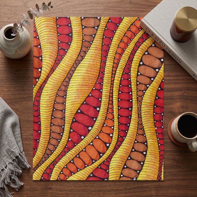 Warmer Boho-Terrakotta-Organischer Wellenmuster Puzzle (Von Creator hochgeladen)