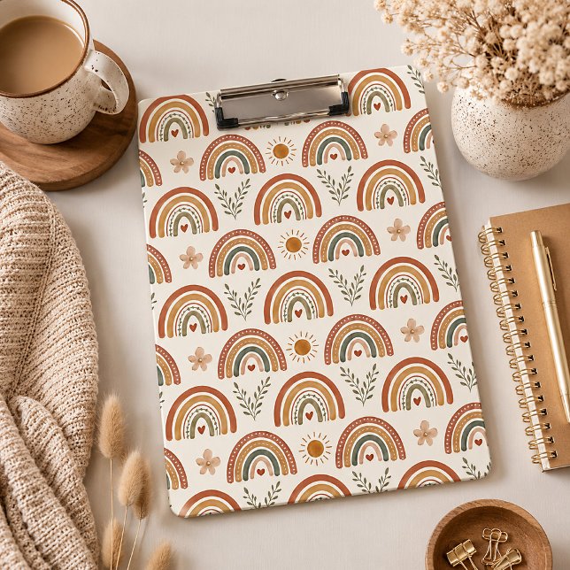 Warmer Boho-Wasserfarben-Regenbogen Klemmbrett (Watercolor Boho Rainbow Clipboard )