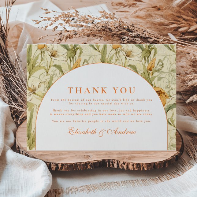 Warmer Botanischer Torbogen zur Hochzeit Dankeskarte (Von Creator hochgeladen)