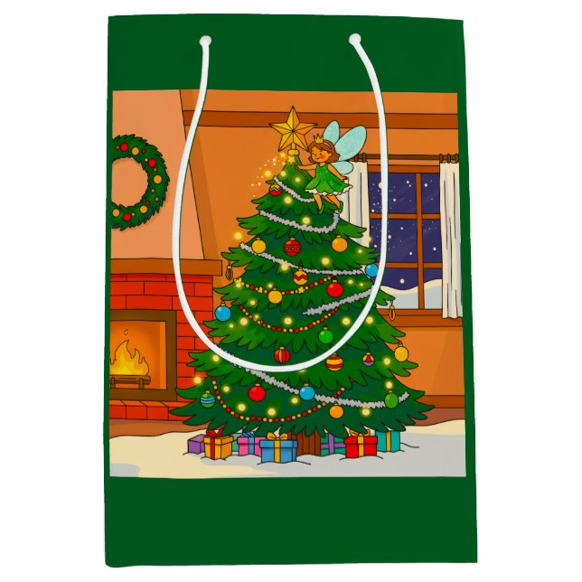WARMER CHRISTBAUM-BAUMDESIGN MITTLERE GESCHENKTÜTE (Vorderseite)