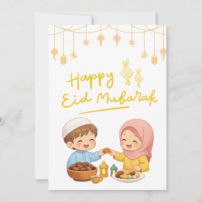 Warmer Eid-Feierdesign Feiertagskarte (Vorderseite)