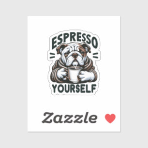 Warmer Espresso Bulldog - Gemütlicher Kaffee Aufkleber
