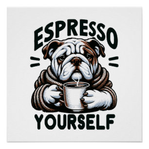 Warmer Espresso Bulldog - Gemütlicher Kaffee Poster