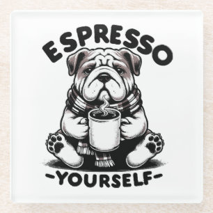 Warmer Espresso Bulldogge Glasuntersetzer