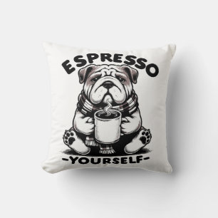 Warmer Espresso Bulldogge Kissen