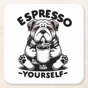 Warmer Espresso Bulldogge Rechteckiger Pappuntersetzer