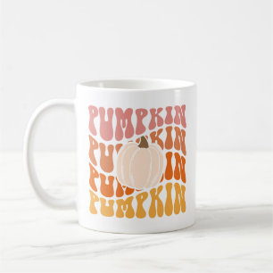 Warmer farbiger Fall Retro Pumpkin-Text Kaffeetasse