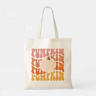 Warmer farbiger Fall Retro Pumpkin-Text Tragetasche