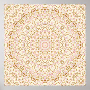 Warmer Golden-Pink-Mandala-Muster Poster