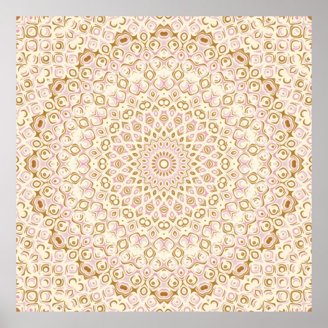 Warmer Golden-Pink-Mandala-Muster Poster (Vorne)