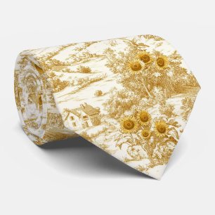 Warmer Goldener Farmhouse Sonnenblumen-Toile-Muste Krawatte