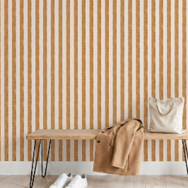 Warmer Goldener Ocker Beige Streifen Boho Skandina Tapete