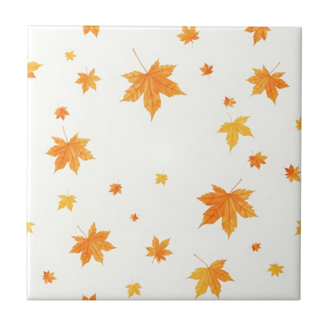 Warmer Herbst Blätter Aquarellmapfel und Eiche Fliese (Vorderseite)