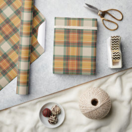 Warmer Herbst-Ernte-Tartan-Karomuster Geschenkpapier
