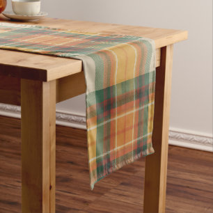 Warmer Herbst-Ernte-Tartan-Karomuster Kurzer Tischläufer