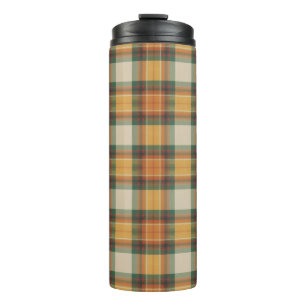 Warmer Herbst-Ernte-Tartan-Karomuster Thermosbecher