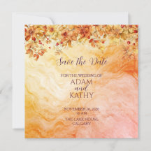Warmer Herbst-Marmor-Hochzeit Save-the-Date-Karte