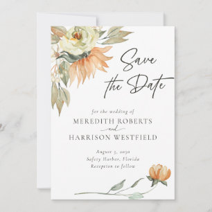 Warmer Herbst Sonnenblumen Terracotta Hochzeit Save The Date