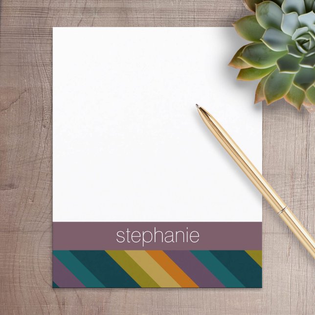 Warmer Herbst Streifen Muster Individuelle Name (Personalized Stationery)