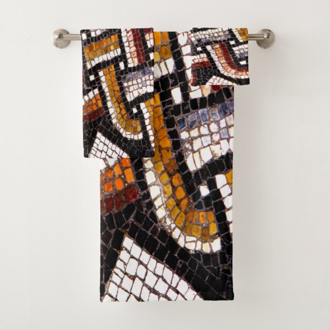 Warmer Herbst Toned Roman Tile Mosaik Badhandtuch Set (Insitu)